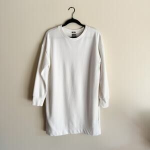 Gap White Long Sleeve Sweatshirt Mini Dress - Medium